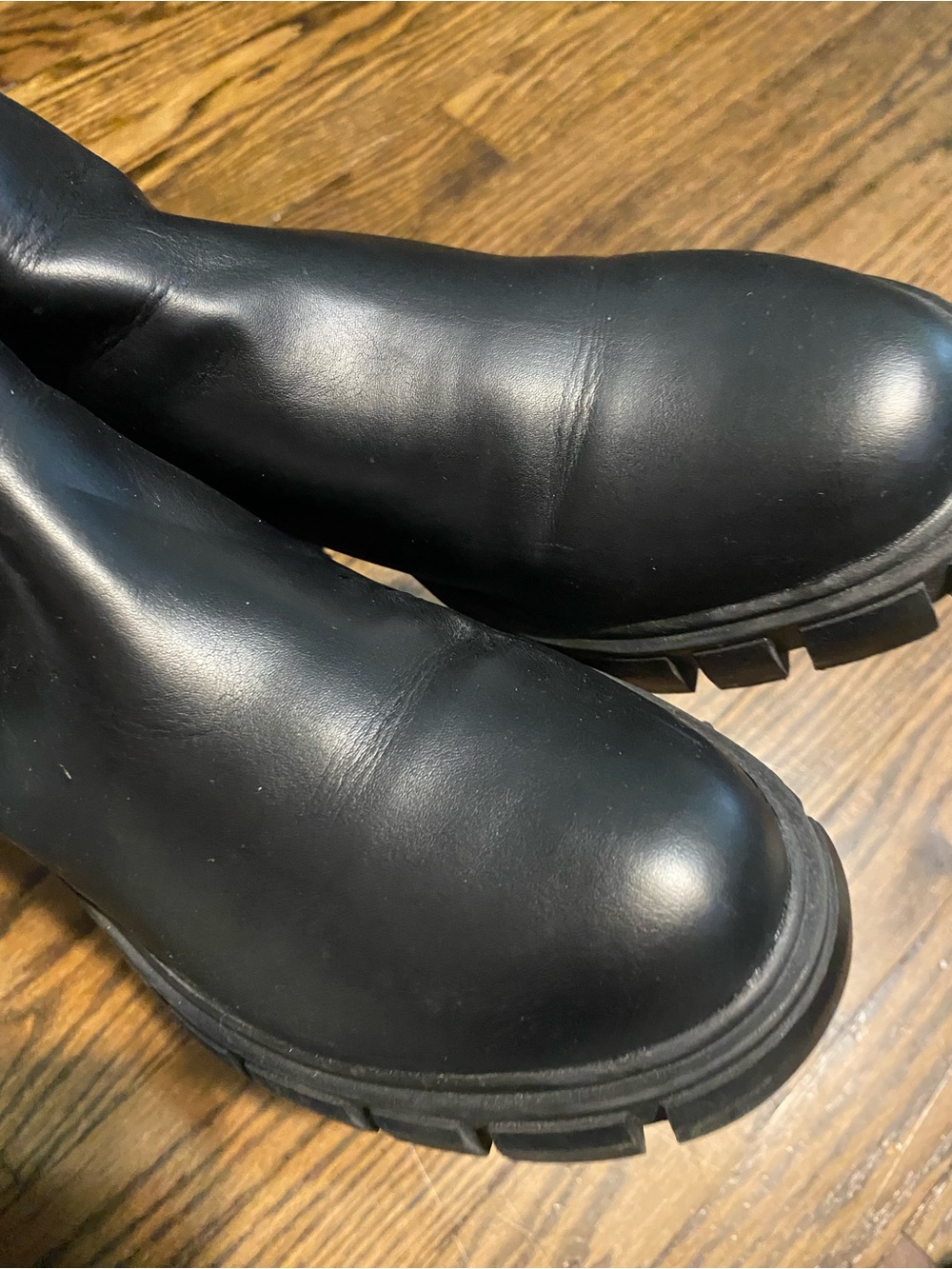 Black Lug Sole Chelsea Booties - Sleek Women's Ankle Boots - Picture 6 of 8